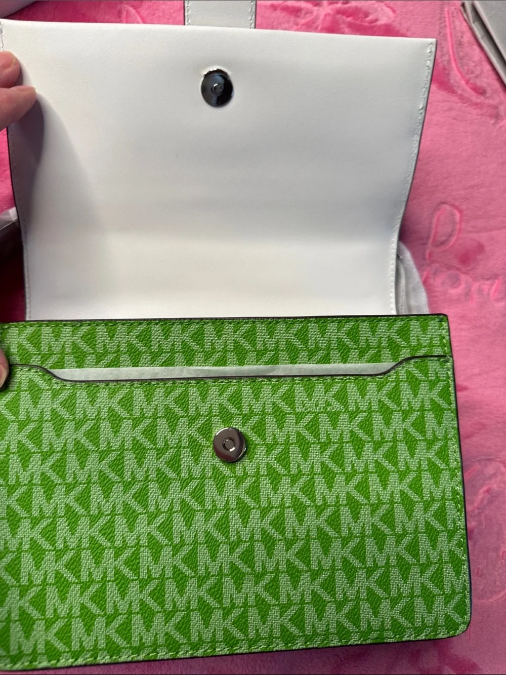 Michael Kors Greenwich Small Flap Crossbody Jungle Green NWT Silver Hardware